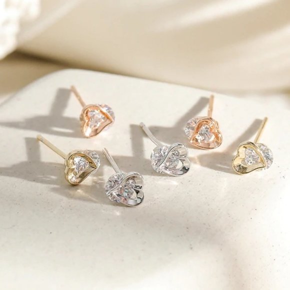 [3 Pairs] 925 Sterling Silver Diamond Earrings K - Picture 2 of 7